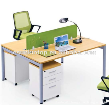 Office screen desk for two person peach wood and warm white upholstery, Pro office furniture factory (JO-4043-2)
